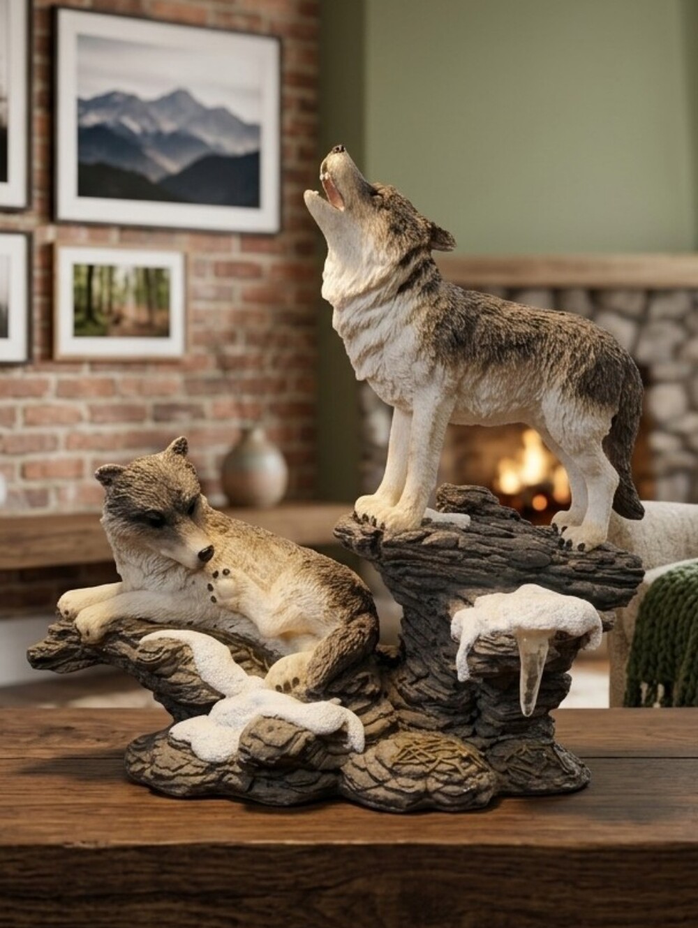 Wildlife Sculpture, Wolf Family Figurine